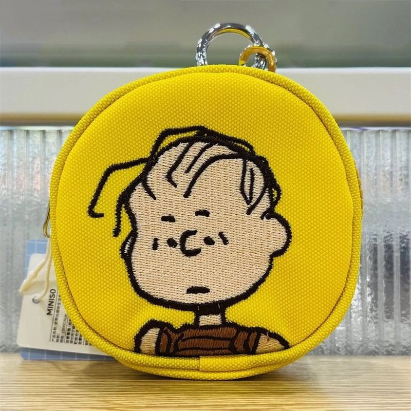 MINISO Sản phẩm MINISO Snoopy đầy màu sắc Cuộc sống đơn giản Thêu tròn Túi lưu trữ Mini cầm tay Ví đ