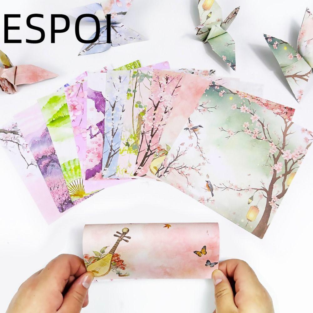 ESPOI 60 tờ Giấy thủ công hoa, Giấy Origami in hoa anh đào hai mặt, Trang trí phong cảnh truyền thốn