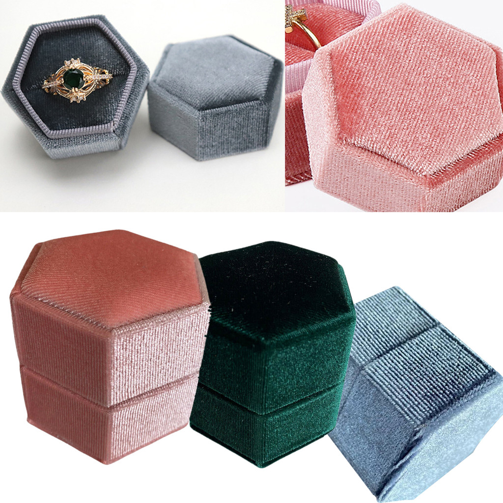 [unilayan] 1 Chiếc Hộp Trang Sức Cưới flannelette Nhẫn Hộp Đề Nghị Hộp Đôi Nhẫn Kim Cương Hộp Bao Bì