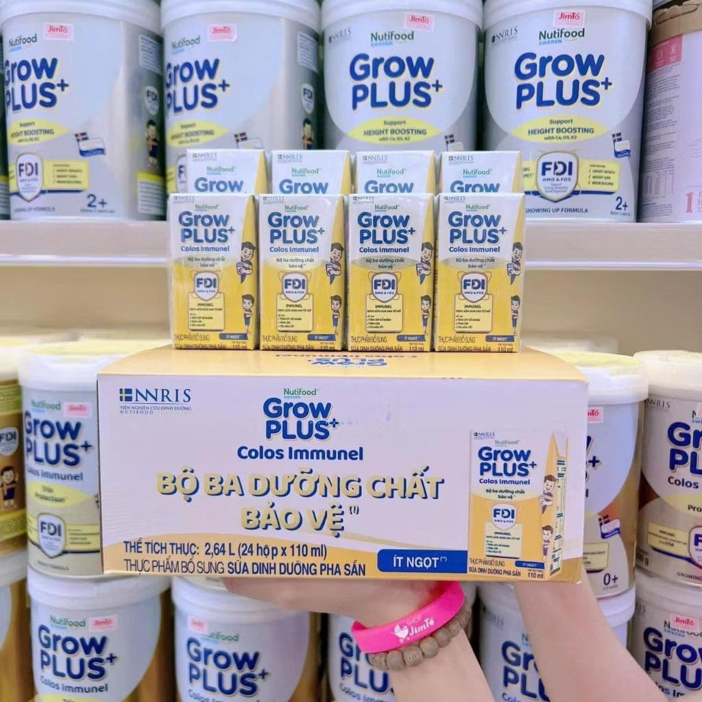 Thùng 24 Hộp 110ml Sữa Bột Pha Sẵn Nutifood Sweden GrowPLUS+ (Vàng) Sữa Non Immunel Tăng Đề Kháng (2