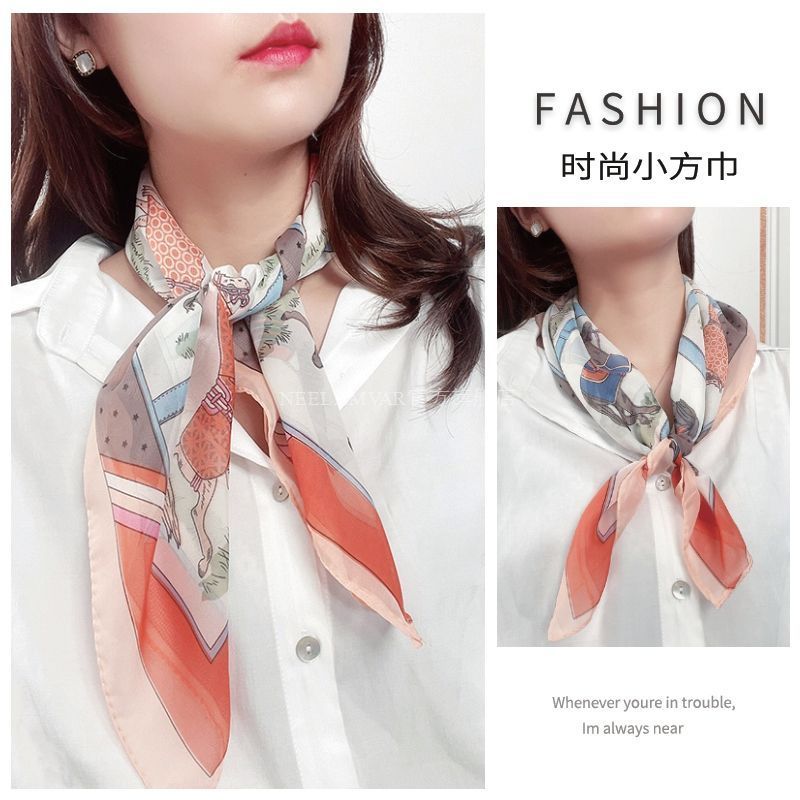 Hot Sale#Elegant Small Square Scarf for Women Versatile Square Scarf65Centimeter Chiffon Neck Warmer