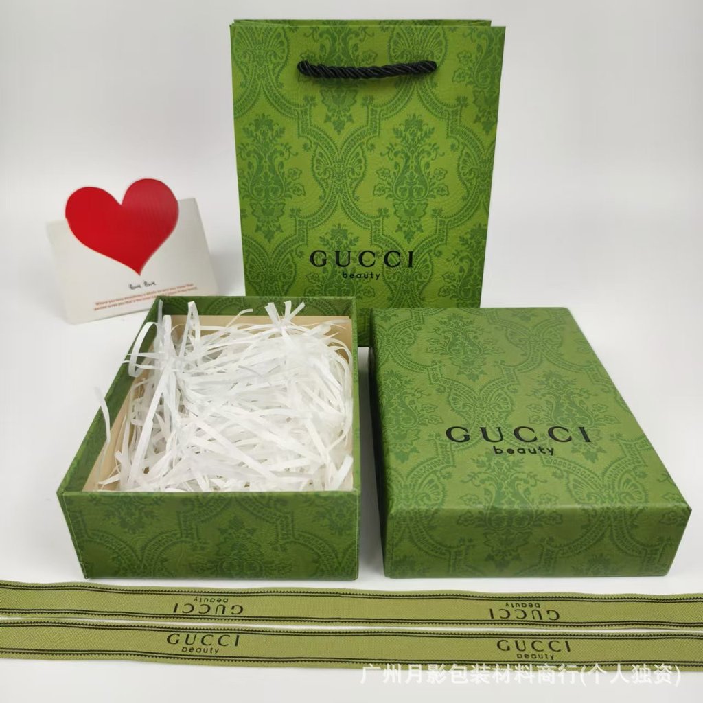 Hộp quà tặng Son môi họa tiết xanh Gujia Túi quà tặng nước hoa Gucci 100ml Hộp đóng gói nắp thiên đư