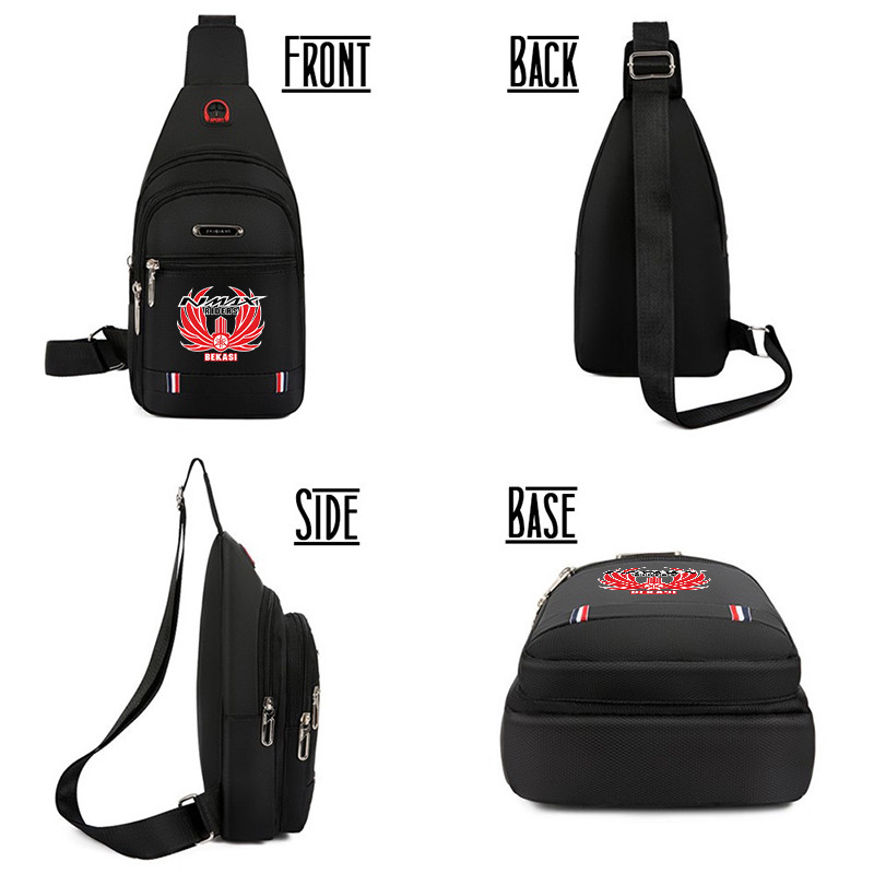 NMAX Riders Bekasi In Hình Ngực Túi Đeo Nam Vải Chống Thấm Nước Fanny Pack Túi Đeo Ngang Nhẹ Nhiều T