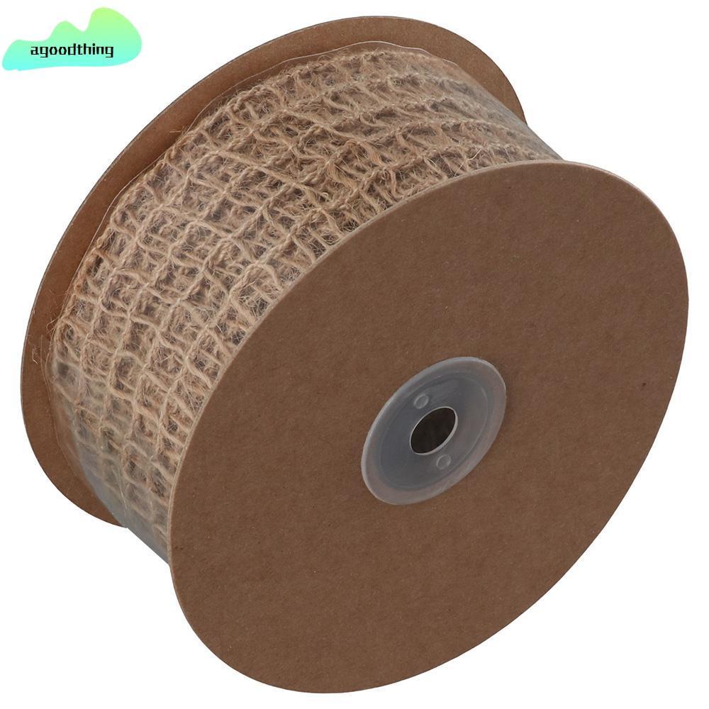 AGOODTHING 1 Cuộn Vải Bố Lưới, Ruy Băng Có Dây Đay 2 Inch, Dệt Mở 10 Sân Mộc Mạc Vải Bố Ruy Băng Thủ