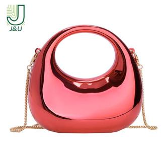 J & U Nữ Dây Xích Túi Đeo Ngang Ví Nhỏ Acrylic Kim Loại Luster Nửa Trăng Đảng Tiệc Túi Nữ Sang Trọng Túi Xách Mới