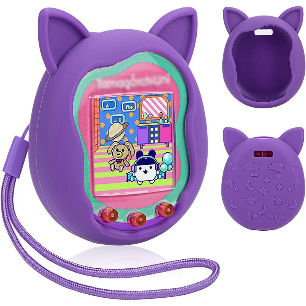 Ốp Lưng Winceed Cho Tamagotchi Uni, Vỏ Silicon Cho Tamagotchi Uni Protector Da Có Dây Buộc (Tím)