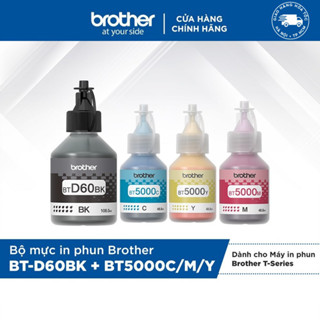  Bộ 4 bình mực in phun  đen xanh hồng vàng  Brother BTD60BK + BT5000C M Y 