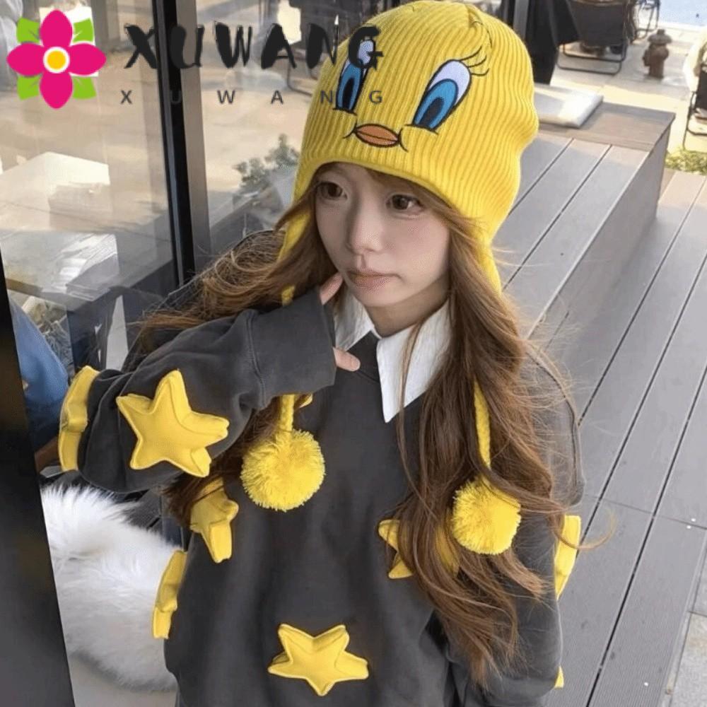 XUWANG Mũ Beanies hoạt hình Pompom Sweet Outdoor