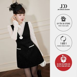  Đầm Tweed Cổ V Chân A Phối Ren 1F17.2509TW. Đầm Dự Tiệc Sang Trọng Phong Cách Classic Vintage Thiết Kế Bởi JM Dress 