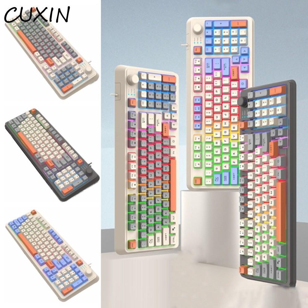 CUXIN 94 Phím RGB Bàn Phím, Thiết Kế Màu Hỗn Hợp Có Thể Điều Chỉnh Âm Lượng Bàn Phím Ánh Sáng RGB Có