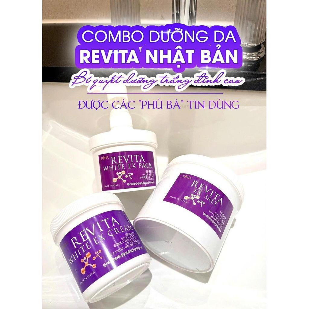 [cty] Tẩy da chết Revita Ex Salt, Ủ trắng body Revita White EX Pack, Kem trắng da Revita White Ex Cr