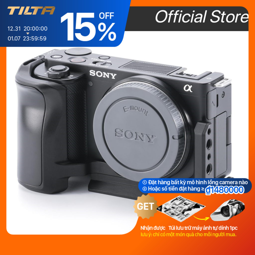 TILTA Tấm gắn ngực chữ L Tương thích với Sony ZV-E10 - Đen | Thiết kế nhẹ | Ta-t56-lmp-b