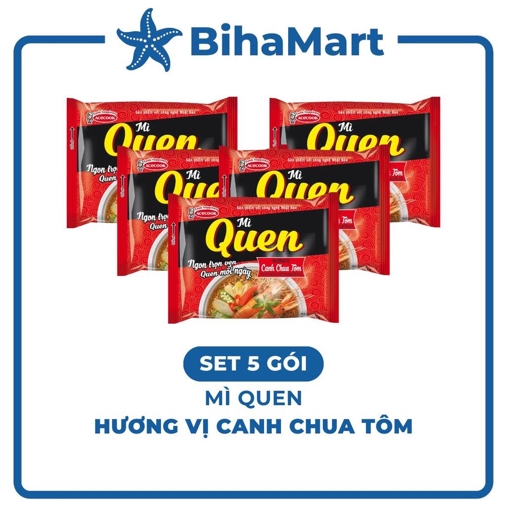[SET 5 GÓI] - ACECOOK - Mì Quen hương vị Canh chua tôm, Acecook mì quen Canh chua tôm Acecook mì Que