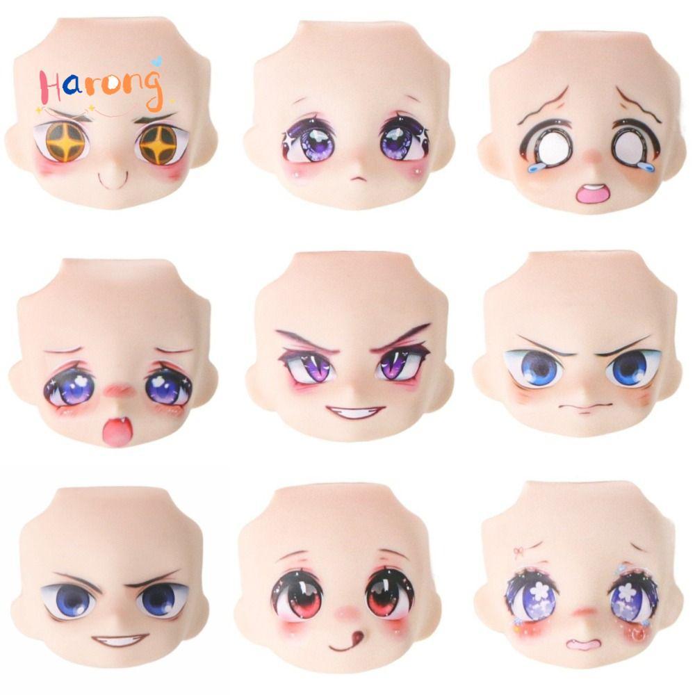 Mặt búp bê HARONG OB11, Mặt thay thế búp bê thay thế khuôn mặt dễ thương 1 / 12 Mặt búp bê BJD, Biểu