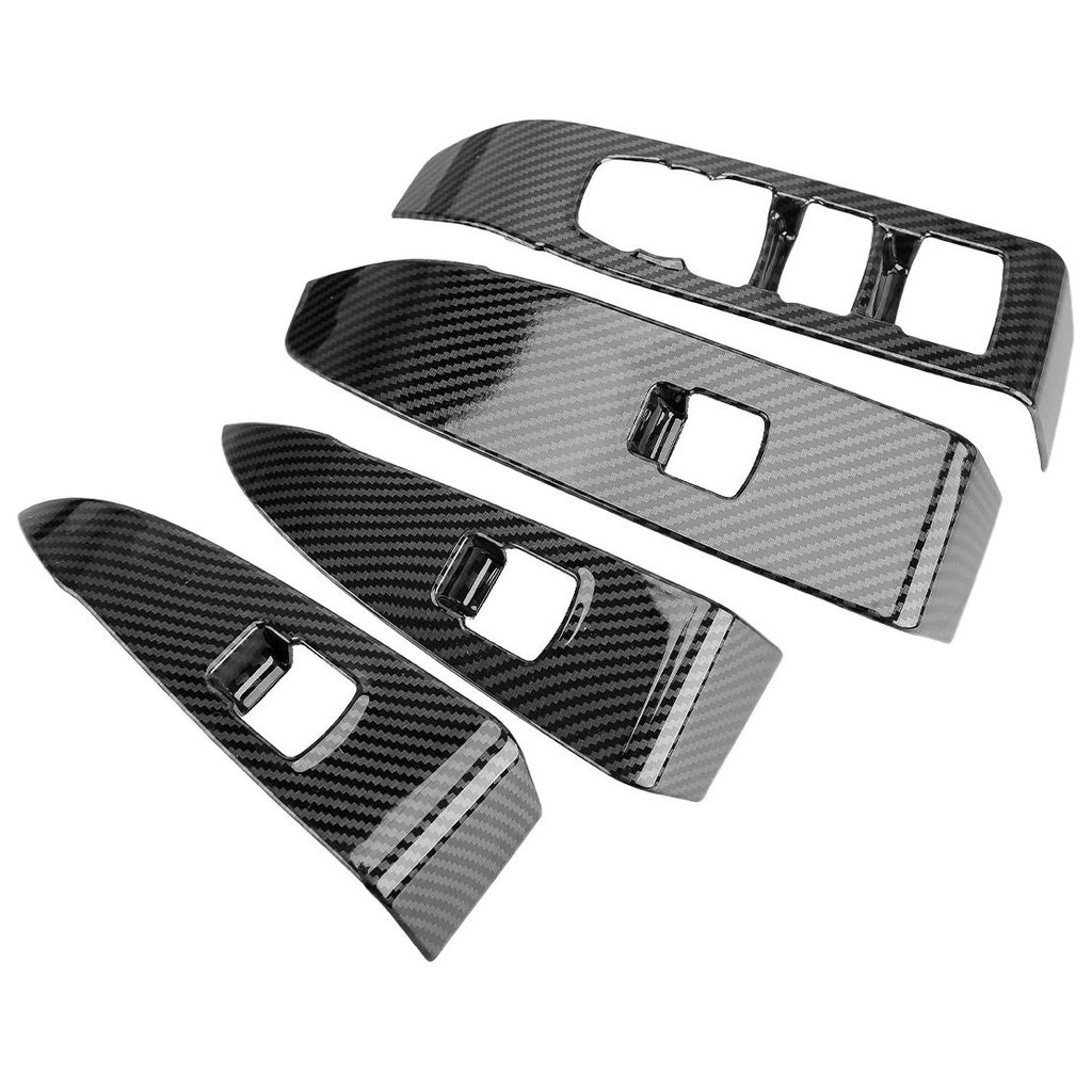 1 Bộ Cửa Sổ Ô Tô Nâng Công Tắc Bảng Điều Khiển Bao Viền Đen Sợi Carbon Kết Cấu Nhựa ABS Phù Hợp Cho 