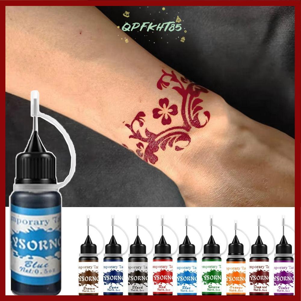 Mực xăm tạm thời QPFKHT85, 10ml mực trang điểm thân thiện với da cho nghệ thuật body art