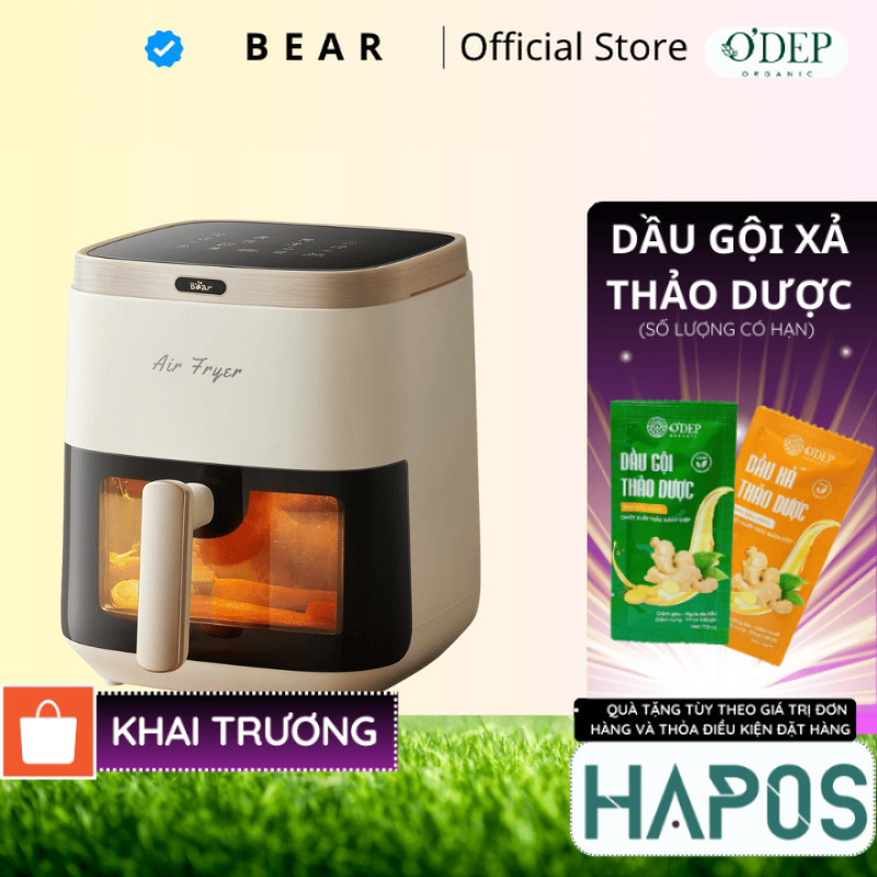 Nồi chiên không dầu Bear QZG-P15R8 - Dung tích 5L, Điều khiển cảm ứng - HAPOS HSA