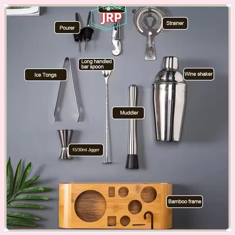 JRP 10 Chiếc Cotail Shaker Set Thép Không Gỉ Bartender Kit Cotail Mixer Martini Boston Shaker Đảng T