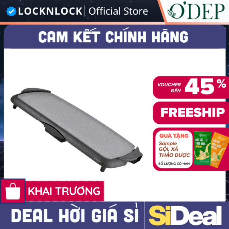 Bếp nướng điện LocknLock Electric Grill Pan EJG262BLK 2000W, Hàng chính hãng, Có tay cầm - SIDEAL SI