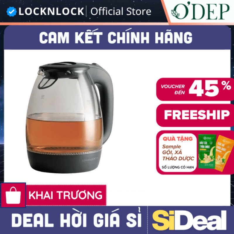 Ấm đun nước siêu tốc LocknLock 1.7L 1850W - Chính hãng  EJK432 - SIDEAL SIL