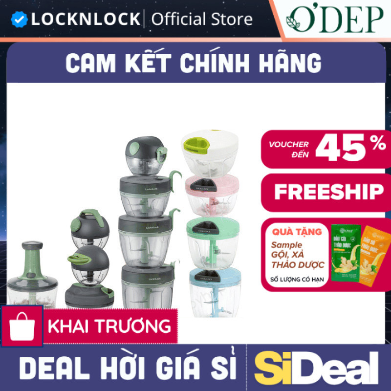 Máy xay tỏi ớt mini cầm tay LocknLock CKS308PIK CKS309GRN CKS321GRN lưỡi xay bén dễ vệ sinh - SIDEAL