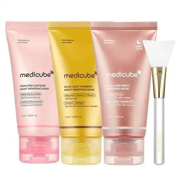 [medicube] Wrapped in Glow Trio : Viral Morning Shed Wrapping Mask SET with Free Jelly Brush | PDRN 