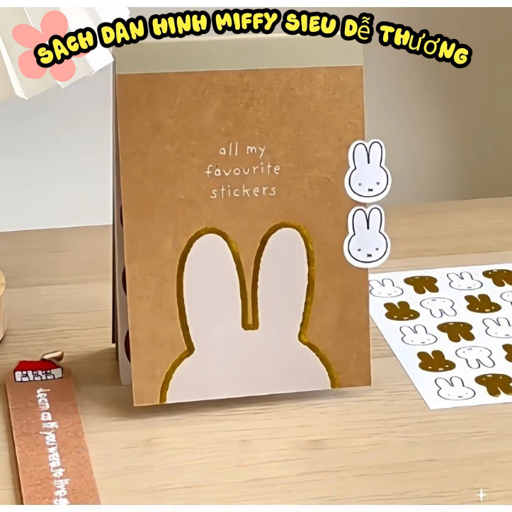 Sách sticker hình Miffy dễ thương – Sticker trang trí sáng tạo, dùng cho sổ tay (journal) 🐰💖✨