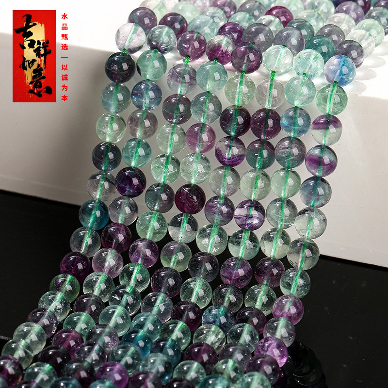 Xanh Fluorite Rời Hạt Tím Fluorite Nhiều Màu Sắc Fluorite Hạt Tròn Vòng Tay Tự Làm Phụ Kiện