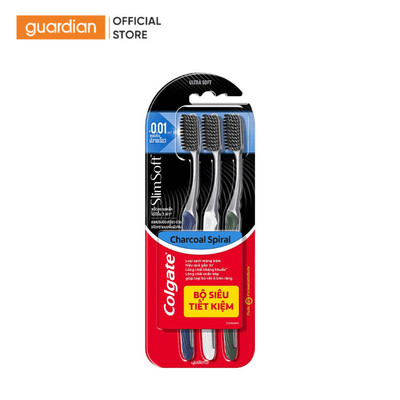 Bộ 3 Bàn Chải Đánh Răng Colgate Slim Soft Charcoal Spiral | Guardian Việt Nam