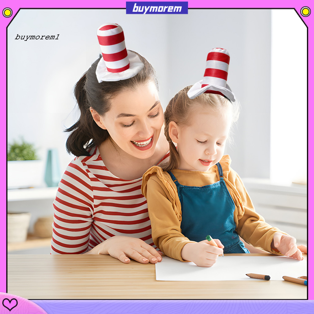 BUYM 1 hoặc 2 Chiếc Dr Seuss Cat in the Hat Băng Đô Đỏ Trắng Sọc Mũ Trang Phục Hóa Trang Phụ Kiện Ch