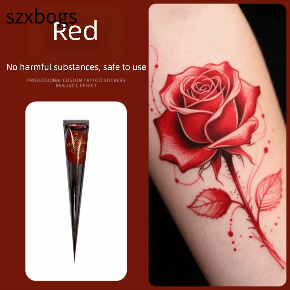 SZXBOGS Henna Tattoo Cream, Màu đen tạm thời Henna Paste Cone, Kem Henna Dễ sử dụng Bán vĩnh viễn Me