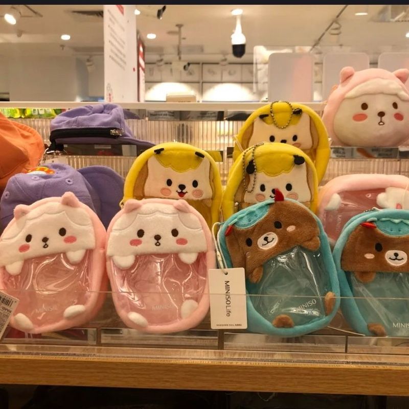 Miniso miniso có giá trị cao Niche Ví đựng tiền xu mỏng Người ảnh hưởng dễ thương Vòng trong suốt 4-