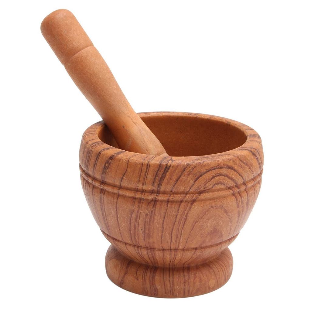 Nhựa Pestle & Mortar Set Tỏi Thảo Dược Gia Vị Trộn Máy Nghiền Bát Bếp Đập Dụng Cụ-Vũa Gỗ