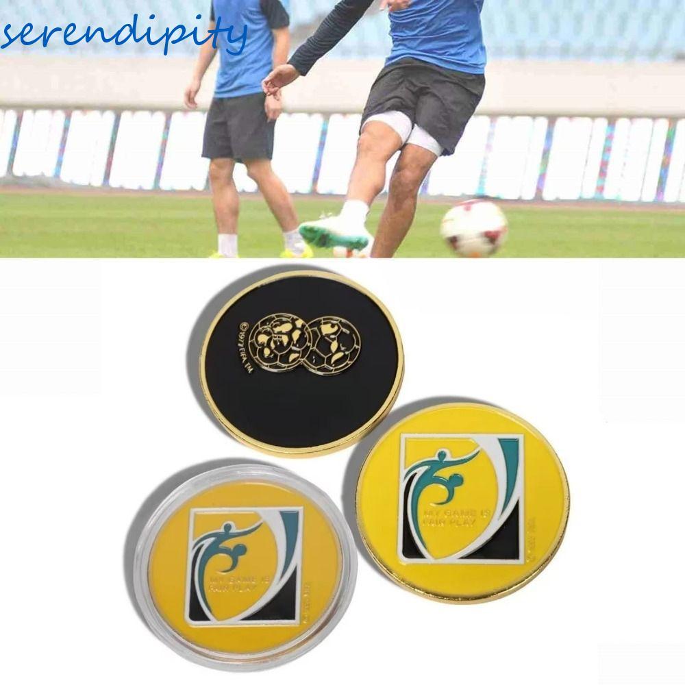SEENDIPITY Side Toss Coin, Mẫu bóng đá Pick Edge Soccer Flip Coin, Bóng chuyền hai mặt hợp kim kim l