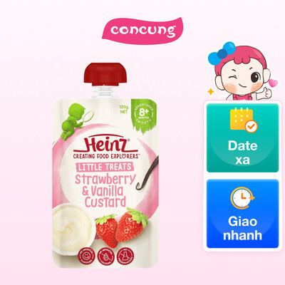 Hỗn hợp nghiền dành cho trẻ 8 tháng tuổi trở lên : Custard Dâu và Vani