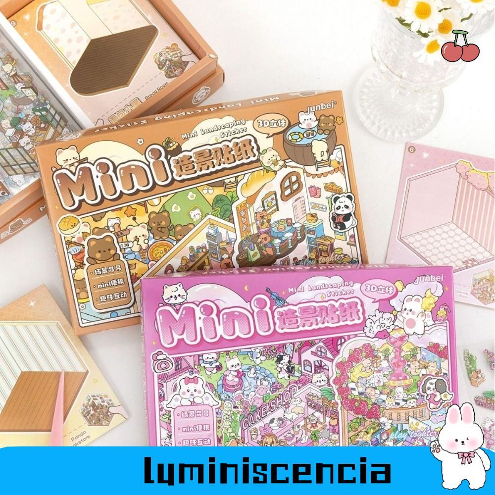 Sách dán phong cảnh LUMINISCENCIA, Phim hoạt hình PET Cabin Scene Pocket Sticker, Nhà thu nhỏ dễ thư