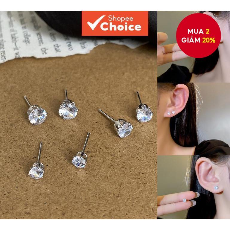 Hợp Thời Trang Mini Zircon Bông Tai Không Gây Dị Ứng Bạc Chân Đơn Giản Trang Sức Hàng Ngày Cho Nam Nữ