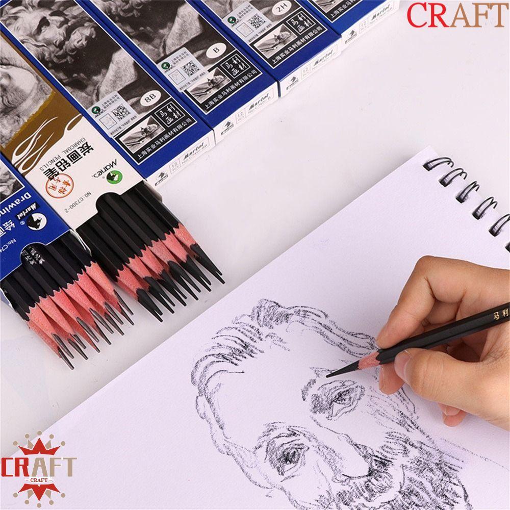 CRAFT 12 Cái Bút Chì Vẽ 3B 4B 5B 6B 12 Cái / hộp Đồ Dùng Học Tập Chuyên Nghiệp Bút Chì Đen Than Cứng