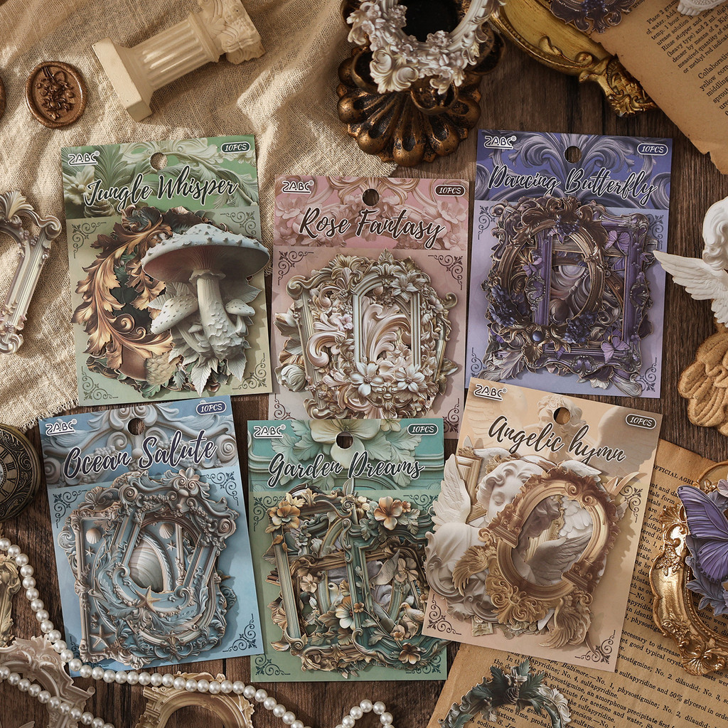 Cdaily|10 Tờ Trong Fuhua Ouyun Retro Miếng Dán Gói Sổ Tay Dán Sổ Tay Trẻ Em DIY Vật Liệu Trang Trí D