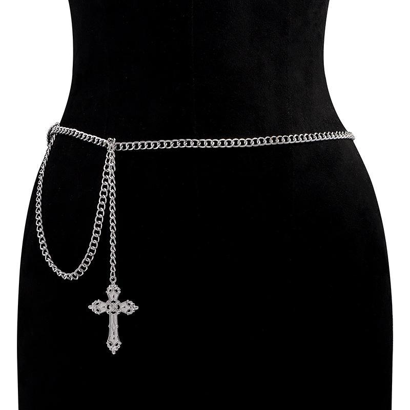 MACTEAM Punk Gothic Chữ Thập Eo Dây Xích JK Phụ Kiện Váy Dây Xích Quần Dây Xích Nữ Bé Gái Cơ Thể Dây