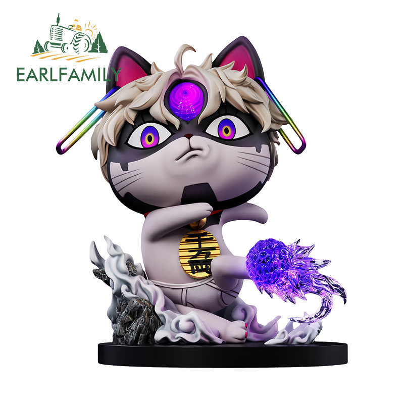 EARLFAMILY Dandadan Cat Cooler Car Sticker Xe Máy Nhật Bản Ván Trượt Xe Tải Cản JDM Vinyl Đề Can Tắc