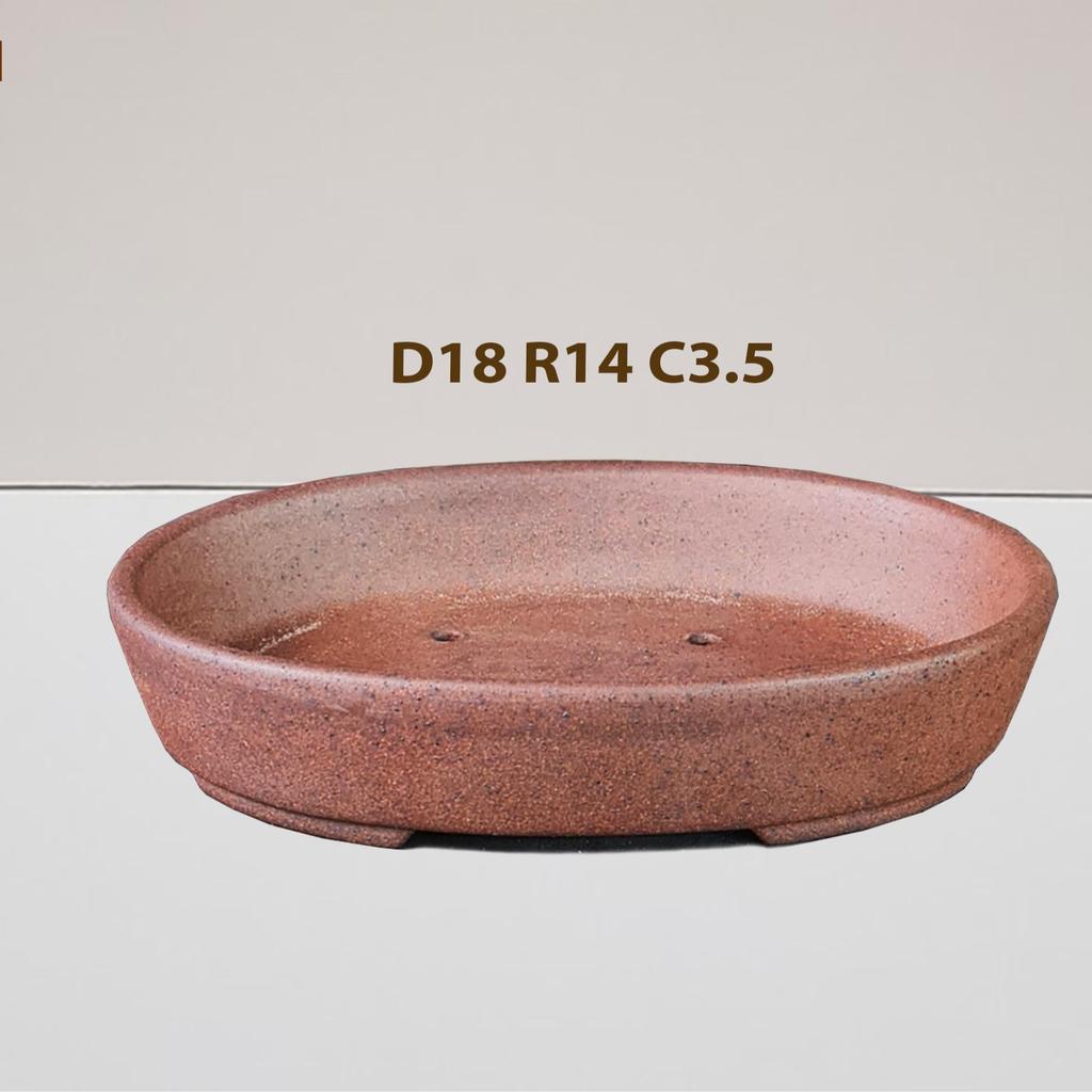 Chậu Tàu Bonsai Ô Van Mini cao cấp Kích thước D18 R14 C3.5, Ang ô van mini men rỉ sắt, chậu bonsai m