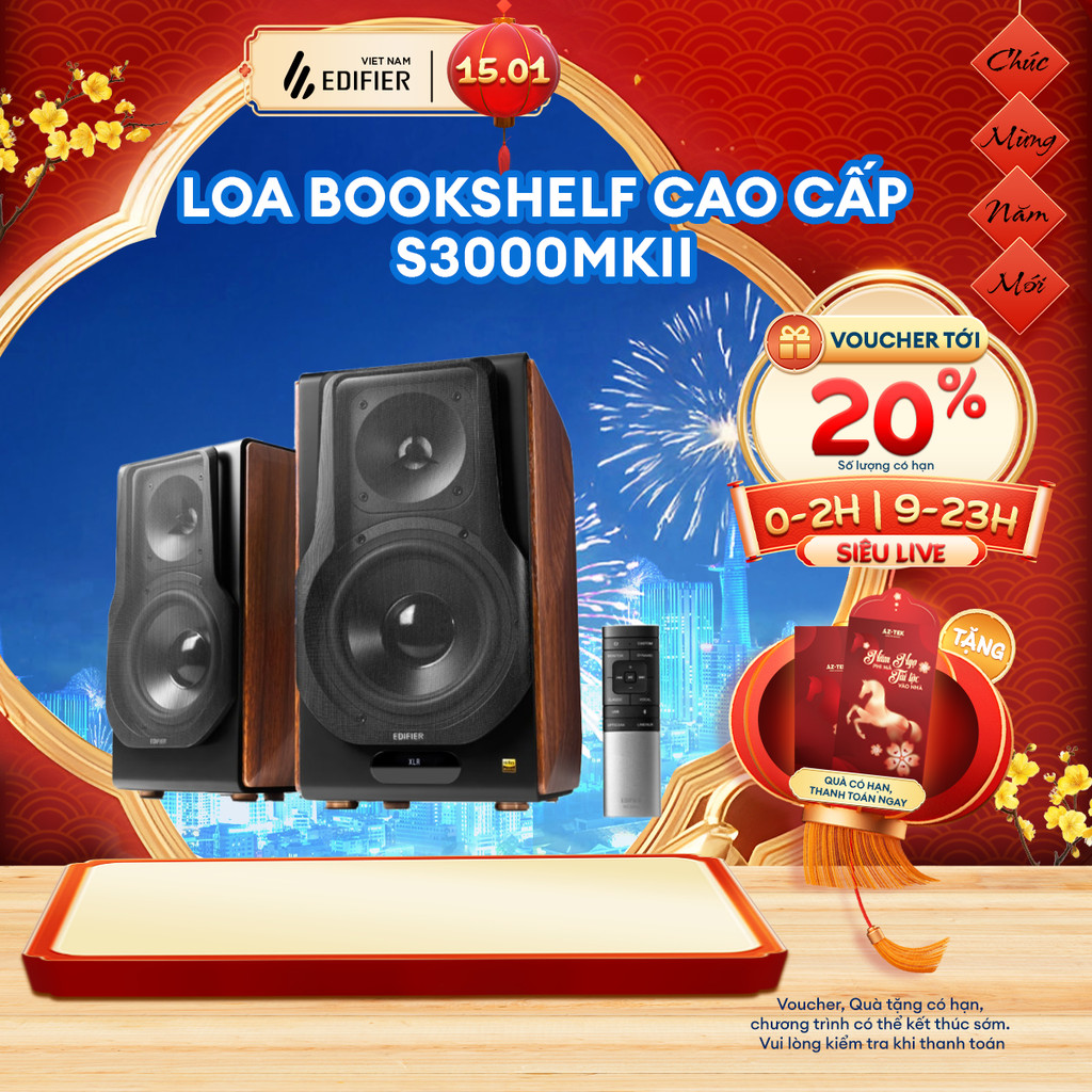 Loa Bookshelf Để Bàn 2.0 EDIFIER S3000MKII - Công Suất 256W - Âm Thanh Chân Thực - Nhiều Cổng Kết Nố