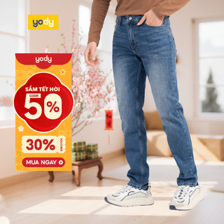  Quần jeans nam slim fit basic YODY co dãn thoải mái thoáng mát MCJE25A138 