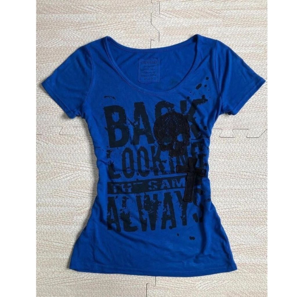 Áo ThunSlim-Fit Phong Cách Văn Hoá Châu Á, Retro Shibuya Y2K, Tay Ngắn Ôm Body S7DM