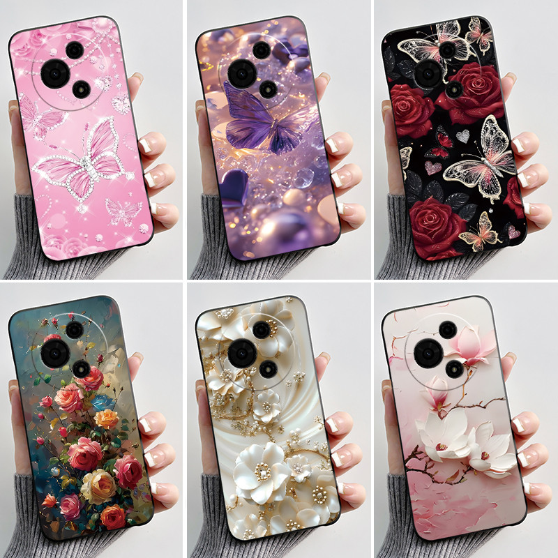 Ốp Lưng Cho TCL 60 SE 605 / TCL 60 / 60R 5G Ốp Điện Thoại Thời Trang Sang Trọng Hoa Bướm Đen Thạch S