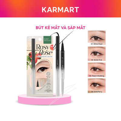 Bút Kẻ Mắt Và Sáp Mắt Baby Bright Rosy Rose Eyeliner And Eye Lighter 0.3ml + 0.2gr