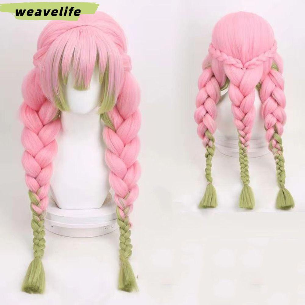 Tóc giả cosplay Demon Slayer Mitsuri Kanroji chất lượng cao màu hồng xanh
