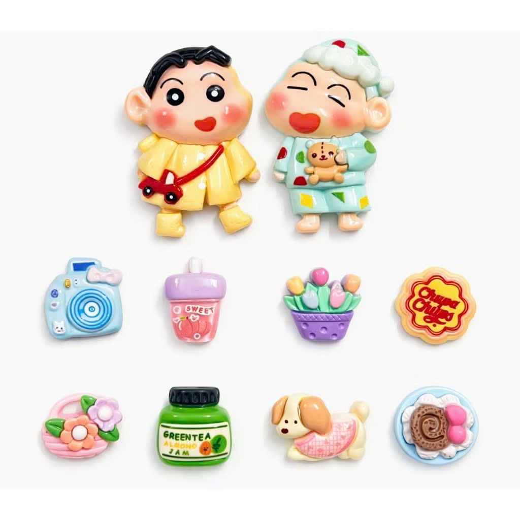 Set Charrm Ku Shin Đeo Túi Kute - Charm Shin Bự , Đồ Ăn Cún Con mini Kawaii Siêu Dễ Thương