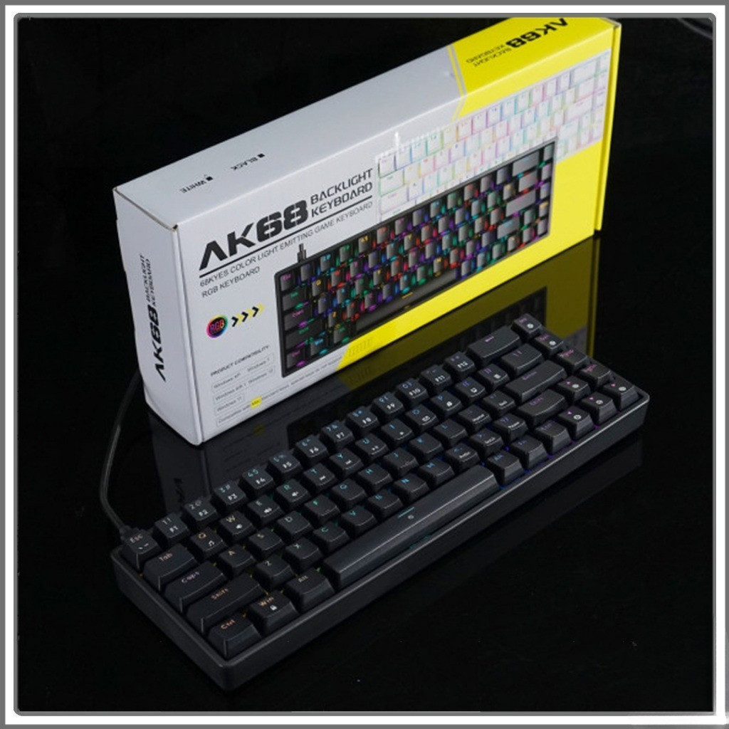BÀN PHÍM CƠ ASESTEK AK68 RGB WHITE | BLACK BLUE SWITCH